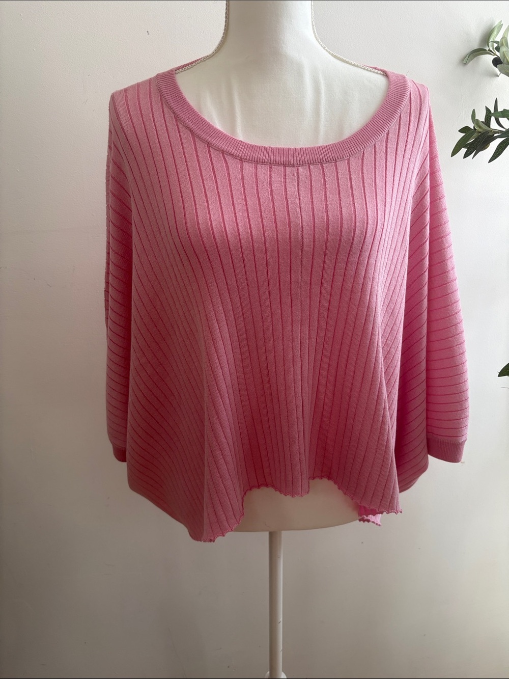 By Together Pink Ribbed Scoop-Neck Top